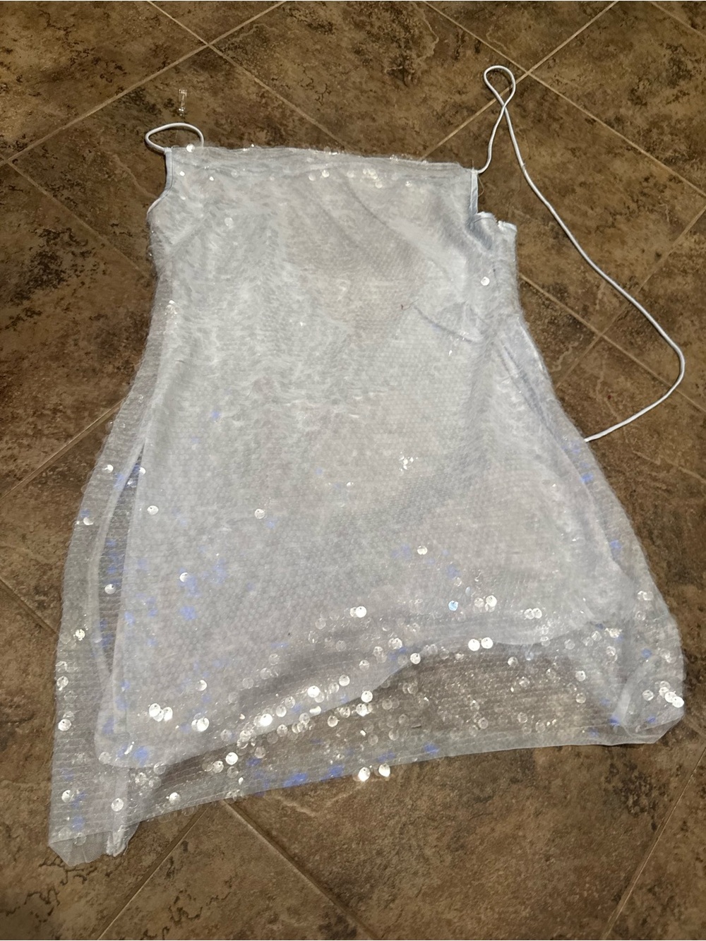 Blue Sequin Slip Dress that ties in the back